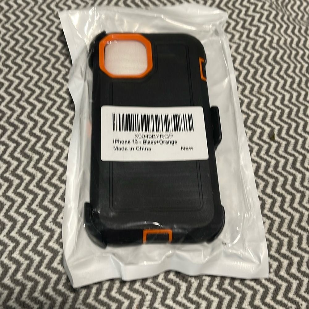 iPhone 13 black and orange case